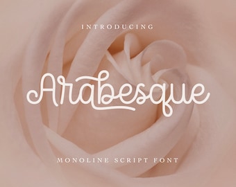 Arabesque Monoline Script Font, Handwritten Cursive (Digital Download)
