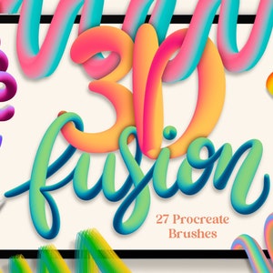 3D Fusion Brushes for Procreate, Digital Brush, Instant Download, Lettering Brush