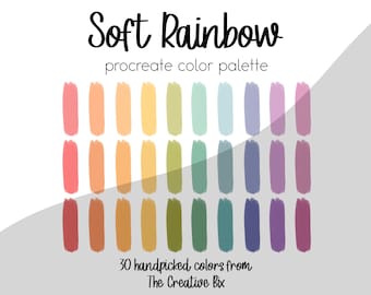 Paleta kolorów Soft Rainbow, 30 kolorów do Procreate (do pobrania w wersji cyfrowej)