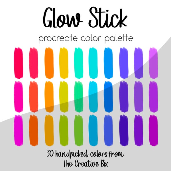 Glow Stick Procreate Palette, 30 colors, Color Palette, Procreate, Instant Download, Digital Download