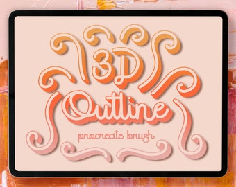 3D Outlines Lettering Brush für Procreate (Digitaler Download)