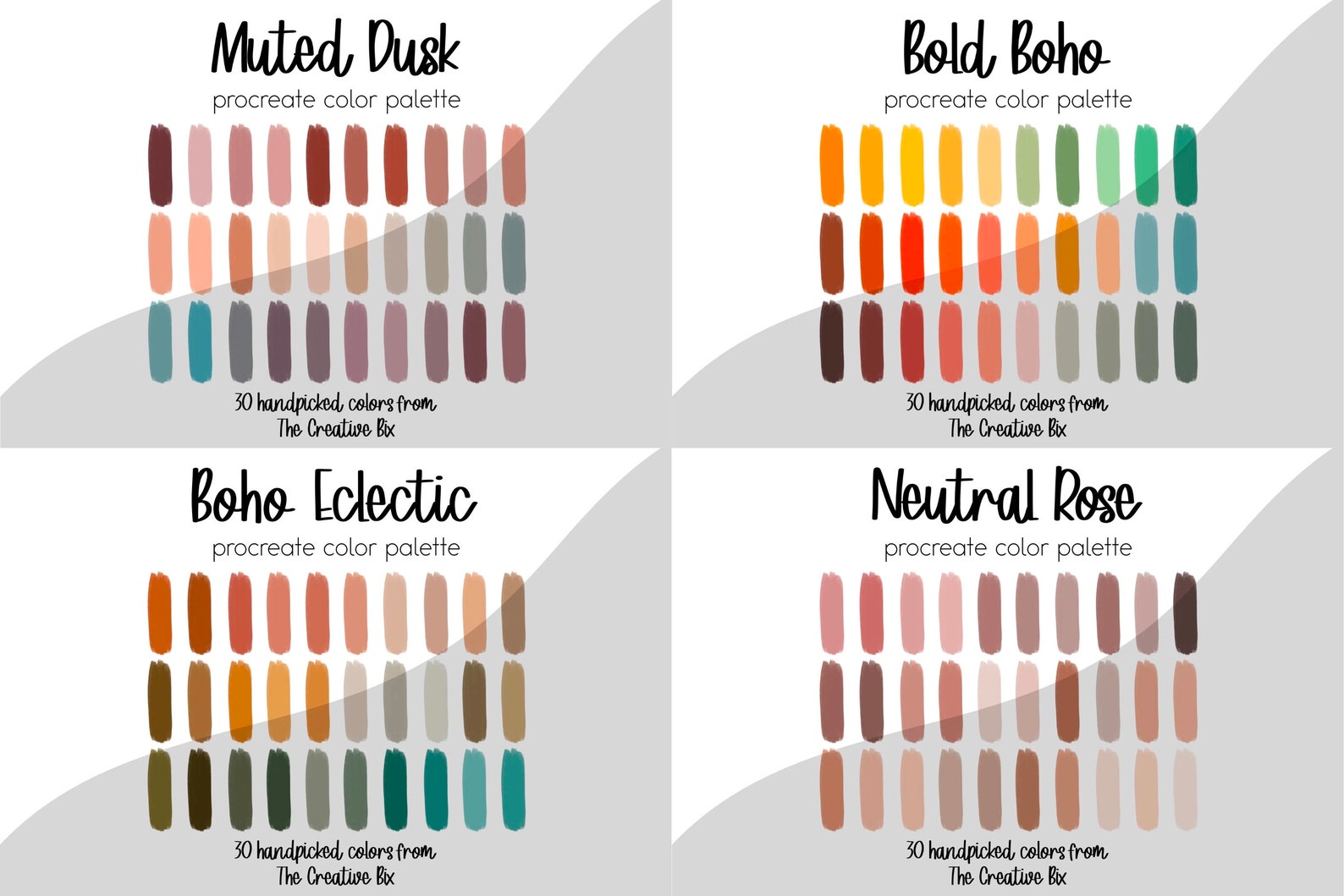 Boho & Neutrals Color Palette Bundle for Procreate, 420 Colors ...