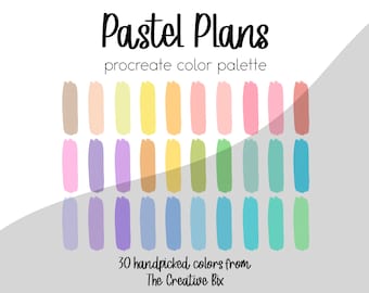 Paleta kolorów pastelowej tęczy, 30 kolorów do Procreate (do pobrania w wersji cyfrowej)