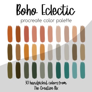 Boho Eclectic Procreate Palette, 30 colors, Color Palette, Procreate, Instant Download, Digital Download