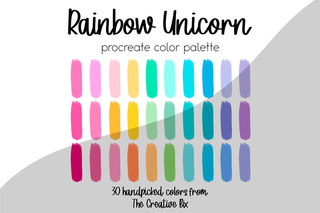 Rainbow Unicorn Procreate Palette, 30 Colors, Color Palette, Procreate