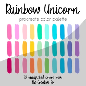 Rainbow Unicorn Procreate Palette, 30 colors, Color Palette, Procreate, Instant Download, Digital Download