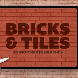 Bricks and Tiles Texture Brushes, 25 Procreate Overlay Brushset (Digital Download)