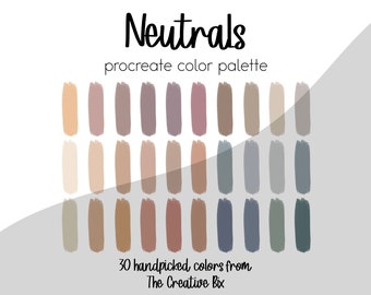 Neutrals Color Palette for Procreate, 30 Colors (Digital Download)