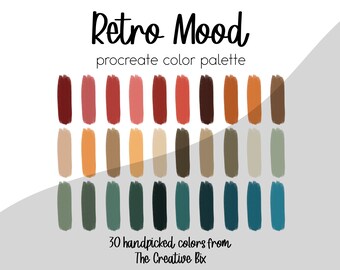 Retro Mood Procreate Palette, 30 colors, Color Palette, Procreate, Instant Download, Digital Download