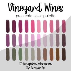 Vineyard Wines Procreate Palette, 30 colors, Color Palette, Procreate, Instant Download, Digital Download