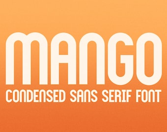 Mango Font | Tall Bold Condensed, Handmade Hand Written Hand Drawn Type, Instant Digital Download, Modern Clean Sans Serif Typeface