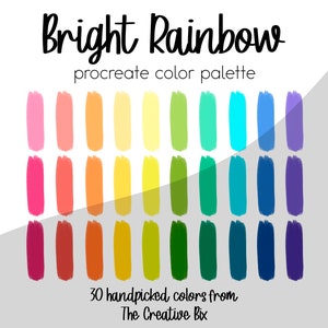 Bright Rainbow Procreate Palette, 30 colors, Color Palette, Procreate, Instant Download, Digital Download