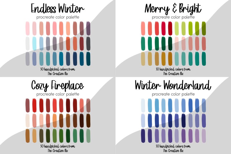 Winter Color Palette Bundle for Procreate, 420 Colors, Swatches ...
