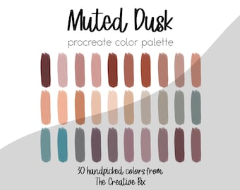 Muted Dusk Procreate Farbpalette, 30 Boho Pastellfarben (Digitaler Download)
