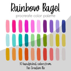 Rainbow Bagel Procreate Palette, 30 colores, Paleta de colores, Procreate, Instant Download, Digital Download