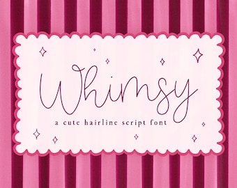 Whimsy Script Font, Hand Drawn Monoline (Digital Download)