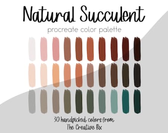 Natural Succulent Palette, 30 colors, Color Palette, Procreate, Instant Download, Digital Download