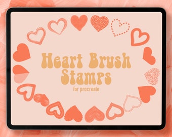 Sellos de pincel con forma de corazón, 20 pinceles para Procreate (descarga digital)