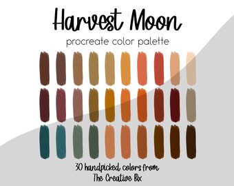 Paleta de cores Harvest Moon para Procreate, 30 cores de outono (Download digital)