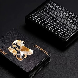 Naipes Deluxe negros/dorados a prueba de agua, cartas de póquer, baraja de cartas, cartas negras, naipes
