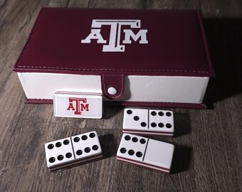 Texas A&M Dominoes Deluxe Jumbo, Jumbo dominoes, domino, dominoes, domino set, dominoes set, double six dominoes, Texas 42,