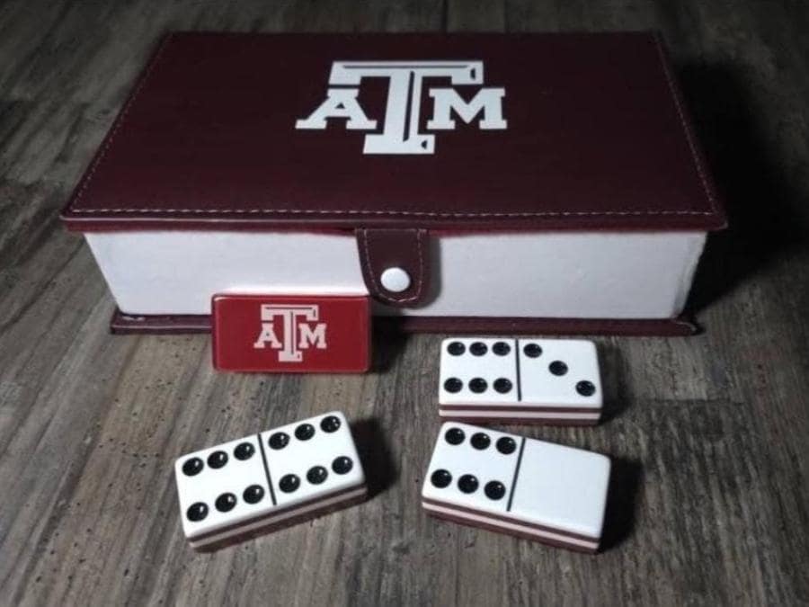 Texas A&M Dominoes Deluxe Jumbo, Jumbo dominoes, domino, dominoes, domino set, dominoes set, double six dominoes, Texas 42,
