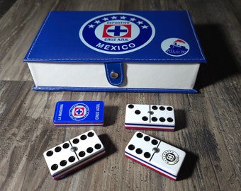 Domino Cruz Azul Jumbo, Jumbo dominoes, domino, dominoes, domino set, dominoes set, double six dominoes, Futbol Mexico, Soccer