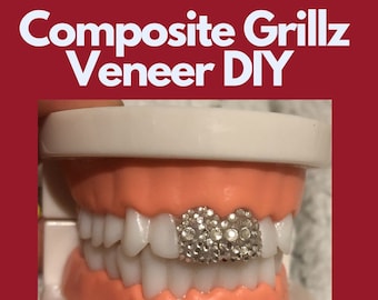 Dental GRILLZ, DIY Tooth Gem Veneer, Custom made to Fit, Swarovski Crystals, Composite Veneer, Fun and Affordable Quality Set by UV Light