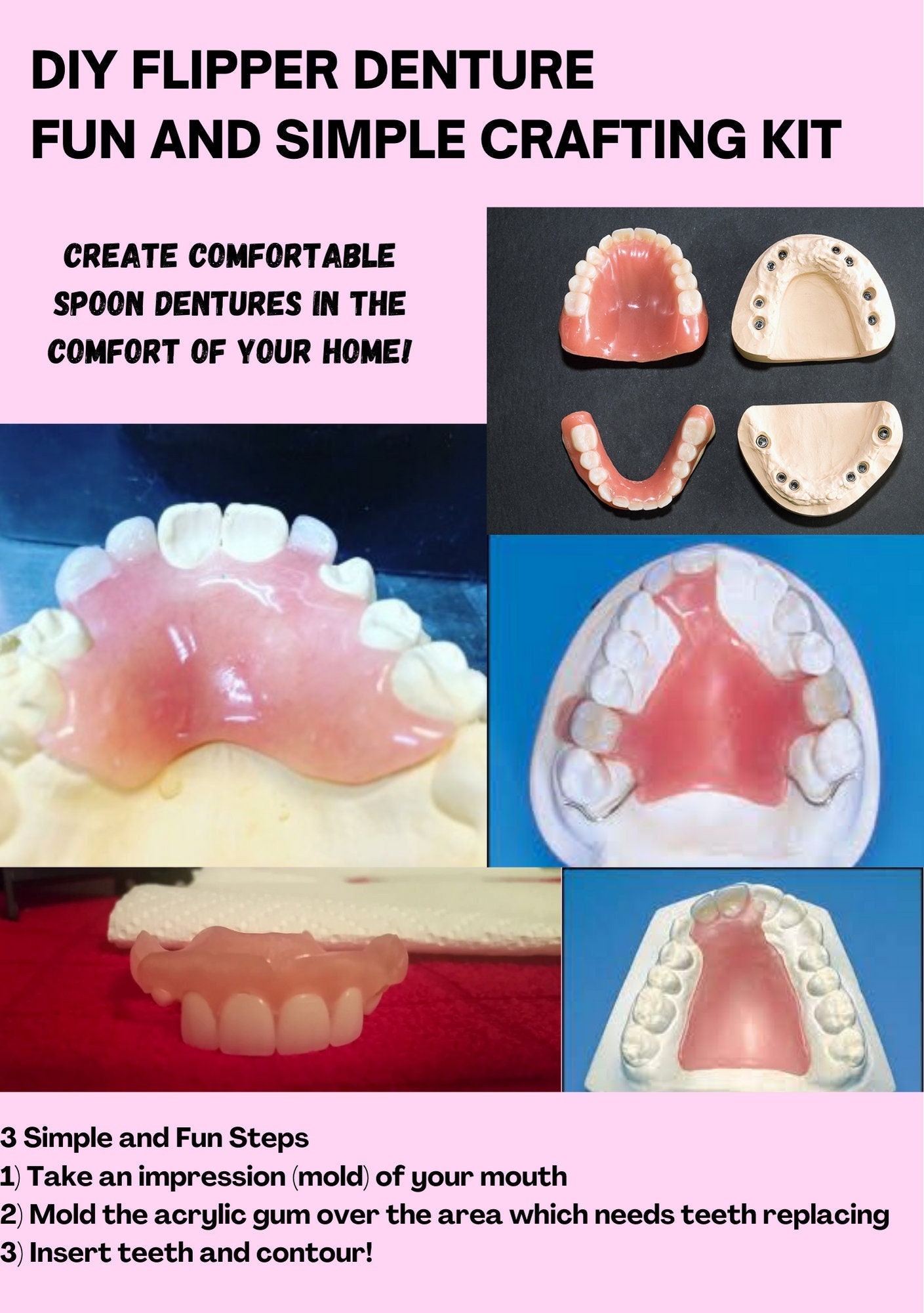 Dental Stone Powder Professional Grade Plaster Cement Mix Take Your Own  Impression at Home Full Partial Upper Lower Mouth Cast Model 