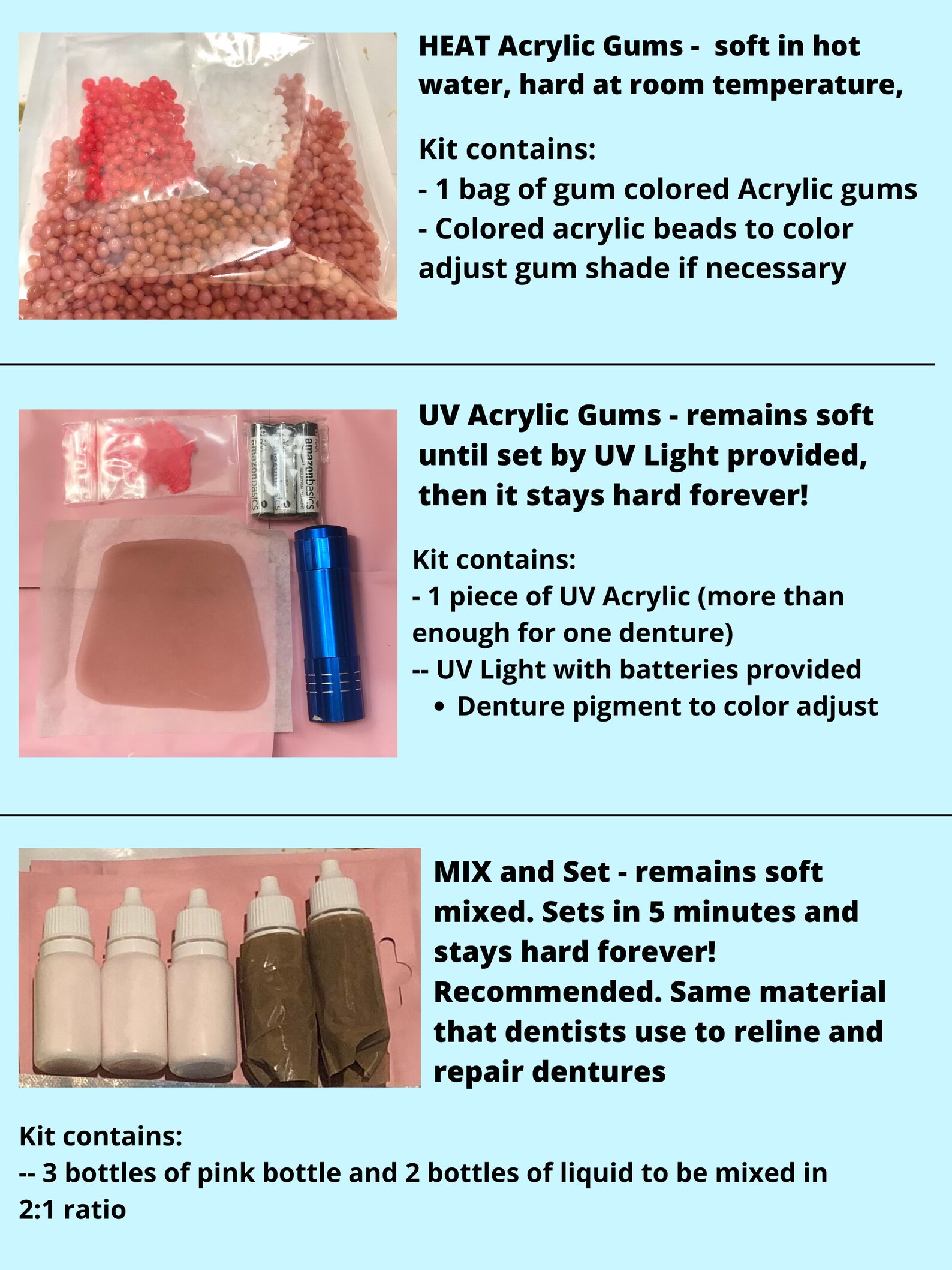 Denture Gum Material Repair DIY Kit Denture Reline Denture Etsy Canada