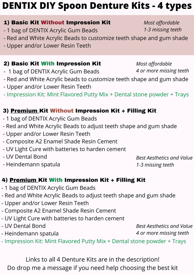 DIY Denture Crafting Kit Immediate Partial Denture Full Etsy UK