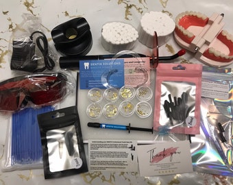 Tooth Gem Business Starter Kit, Professional UV Light Cure, Bond, Sealant, Flowable Composite, 18k Gold/Silver Plated, Birthstones Swarovski