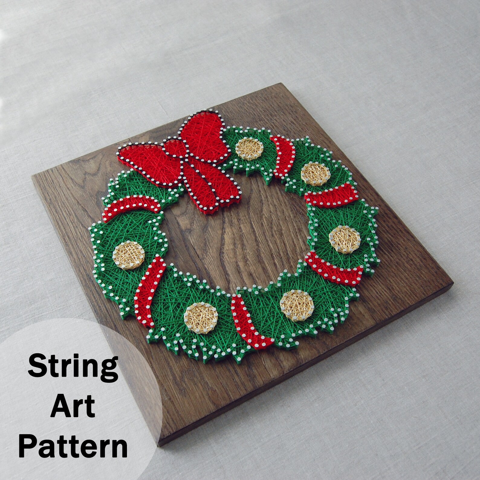 String art pattern printable Christmas wreath DIY string art | Etsy