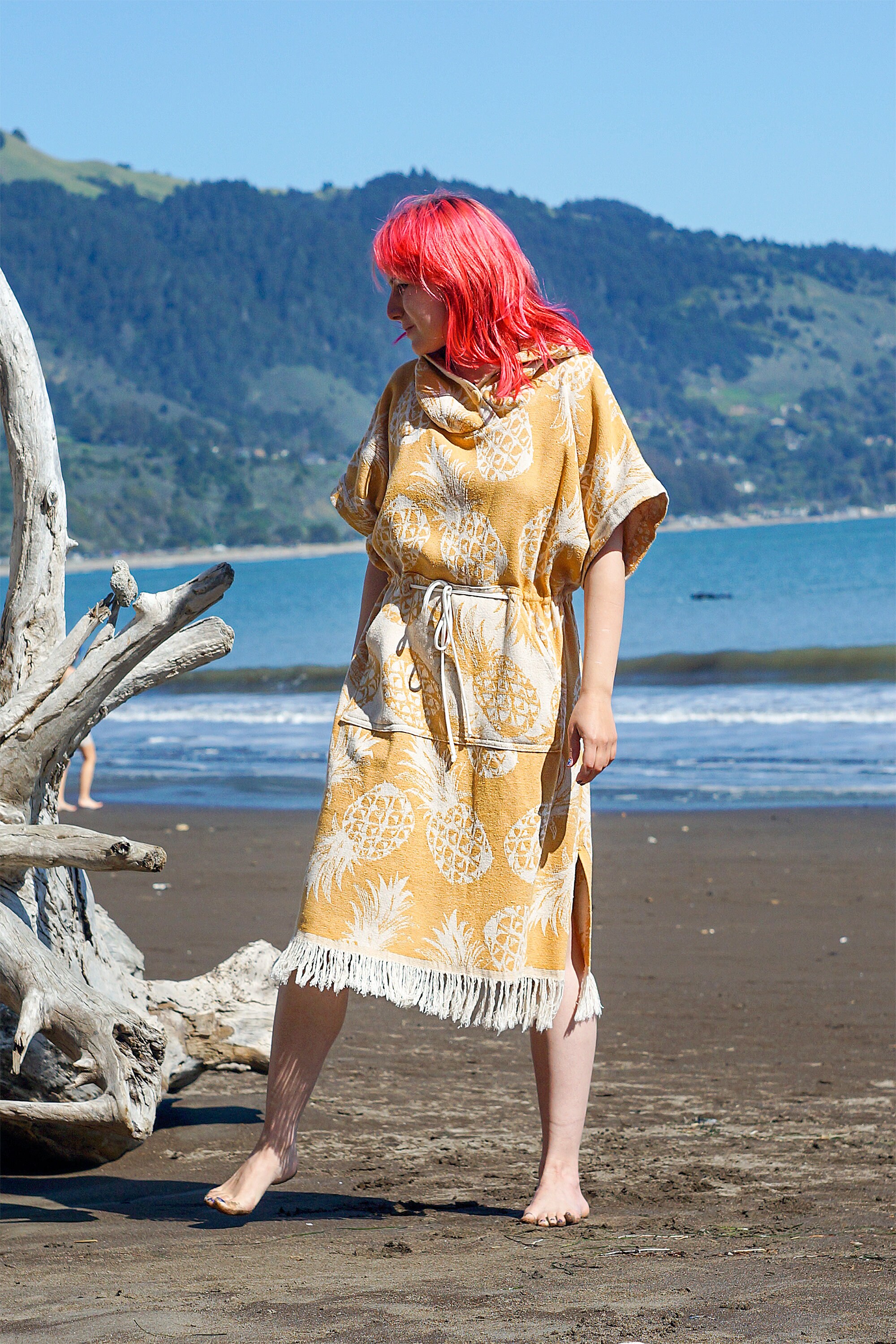 Surf changing poncho with hood and drawstring waist. Pineapple Etsy