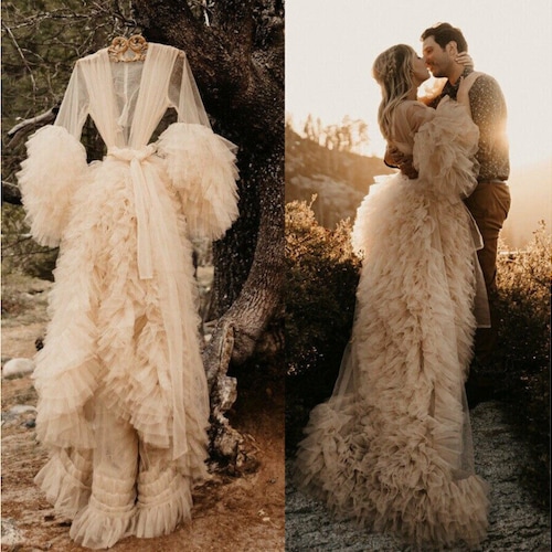 Champagne Maternity Dress for Photo Shoot/ Ruffle Tulle Dress Etsy