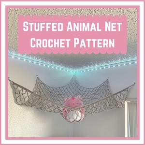 CROCHET PATTERN: Extra Large Stuffed Animal Squishmallow Corner Hammock Net image 1