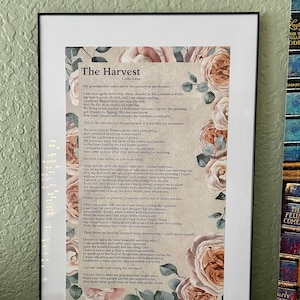 PRINTABLE DOWNLOAD: &quot;The Harvest&quot; Poem Broadside by Lydia Gates