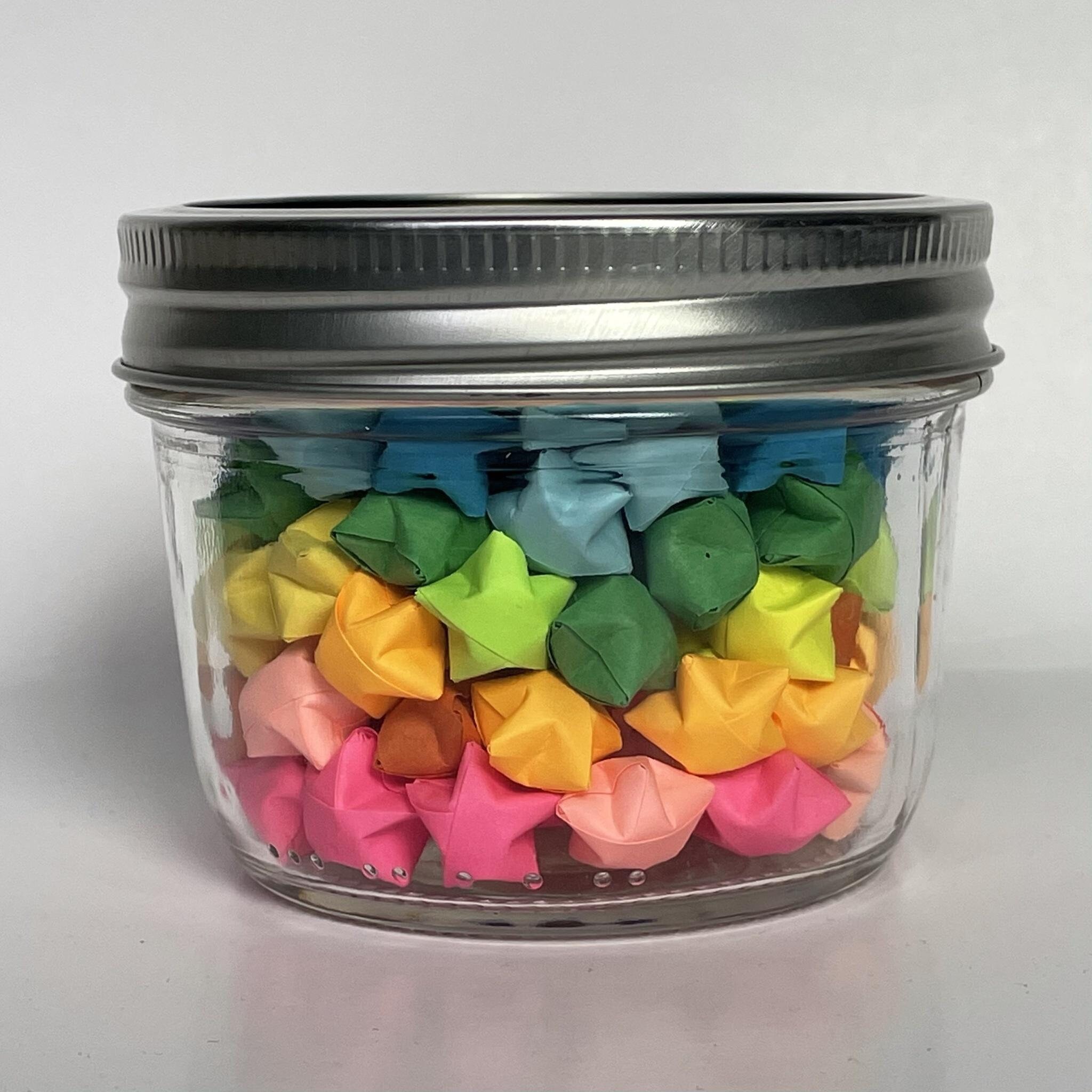 Rainbow Origami Paper Star Mason Jar Decoration Etsy