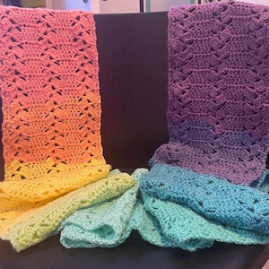 Long Rainbow Crochet Table Runner