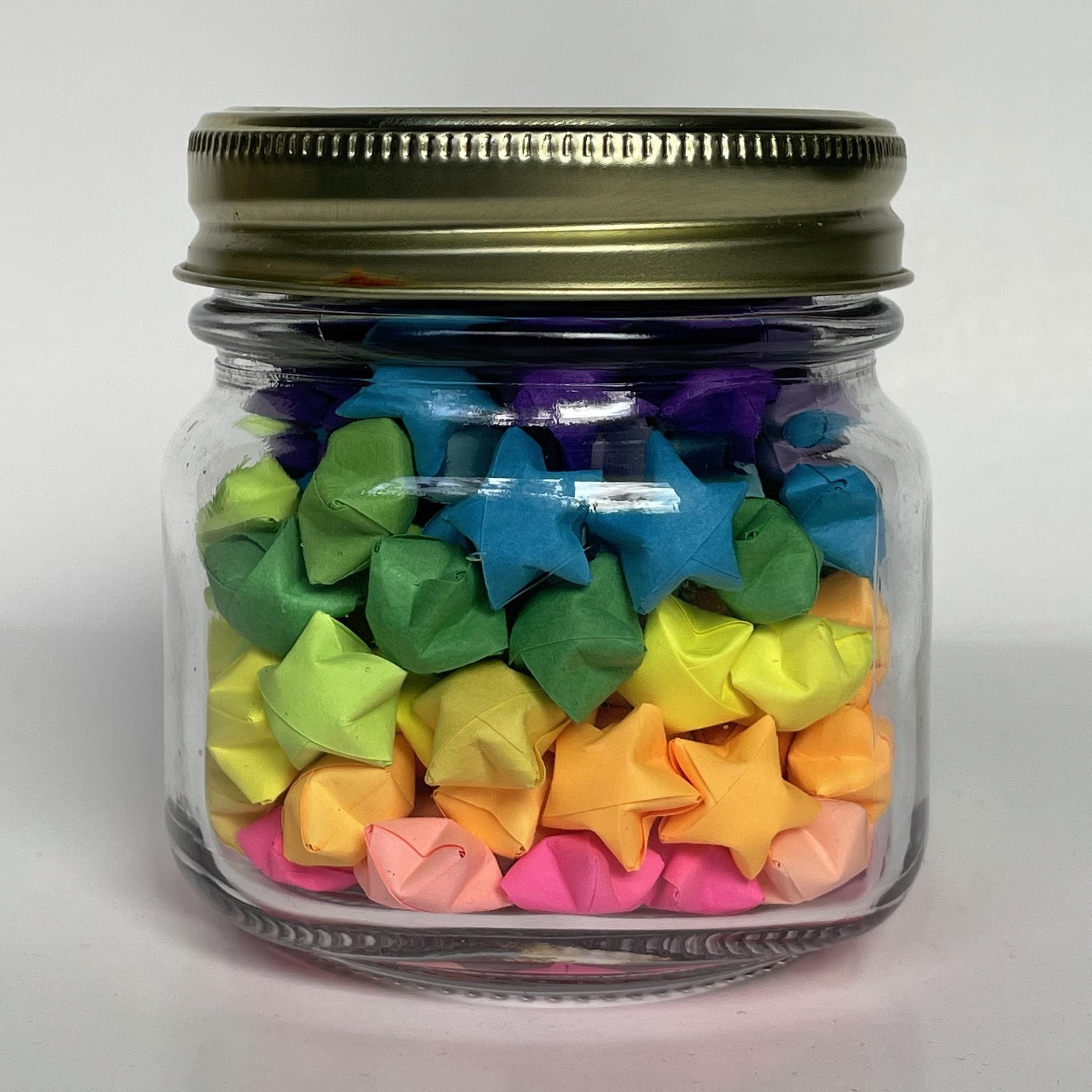 Rainbow Origami Paper Star Mason Jar Decoration Etsy