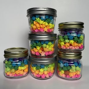 Rainbow Origami Paper Star Mason Jar Decoration