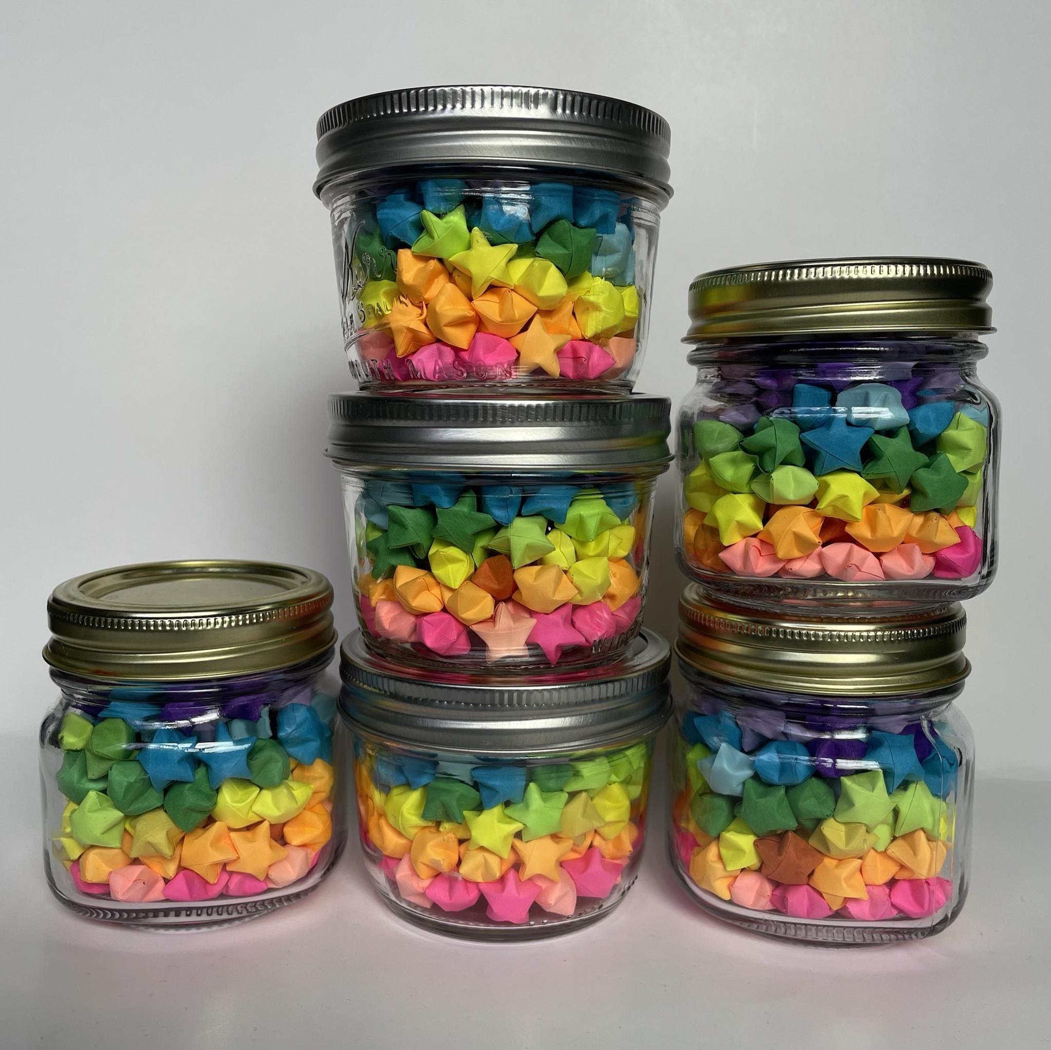 Rainbow Origami Paper Star Mason Jar Decoration Etsy