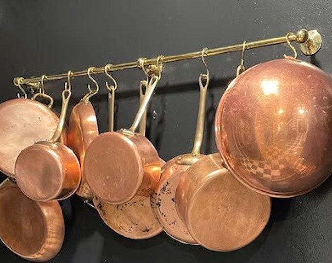 Antique Style Unlacquered Brass Pot Rack Vintage Handmade Gold Etsy