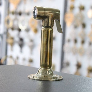 Unlacquered Brass Kitchen Sprayer, Handmade Sprayer With High Pressure Bridge Faucet Side Sprayer