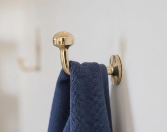 Ganchos de pared de latón macizo sin lacar, gancho para toalla de latón.