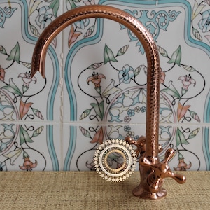 handcrafted copper solid patina faucet for kitchen and bathroom with luxury patina color