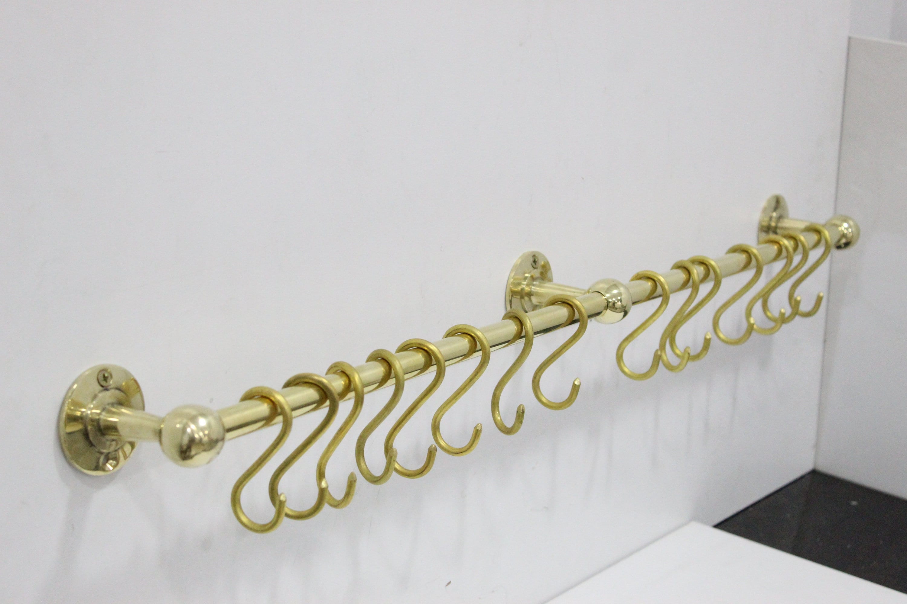 Antique Style Unlacquered Brass Pot Rack Vintage Handmade Gold Etsy