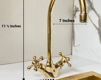 Unlacquered Brass Gooseneck Faucet: Stylish Single Hole Kitchen Faucet