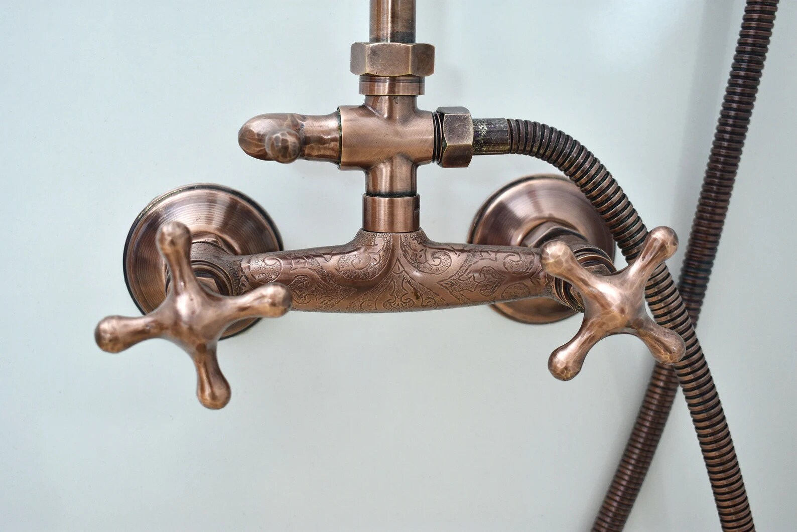 Exposed Copper Shower System With Round Copper Showerhead Etsy