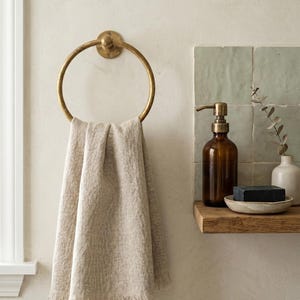 Unlacquered Brass Towel Ring, Bathroom Hand Towel Holder.